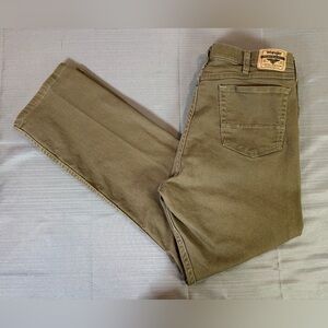 Wrangler Premium Quality Straight Fit Pants 40x32 Olive Green Cotton Twill
